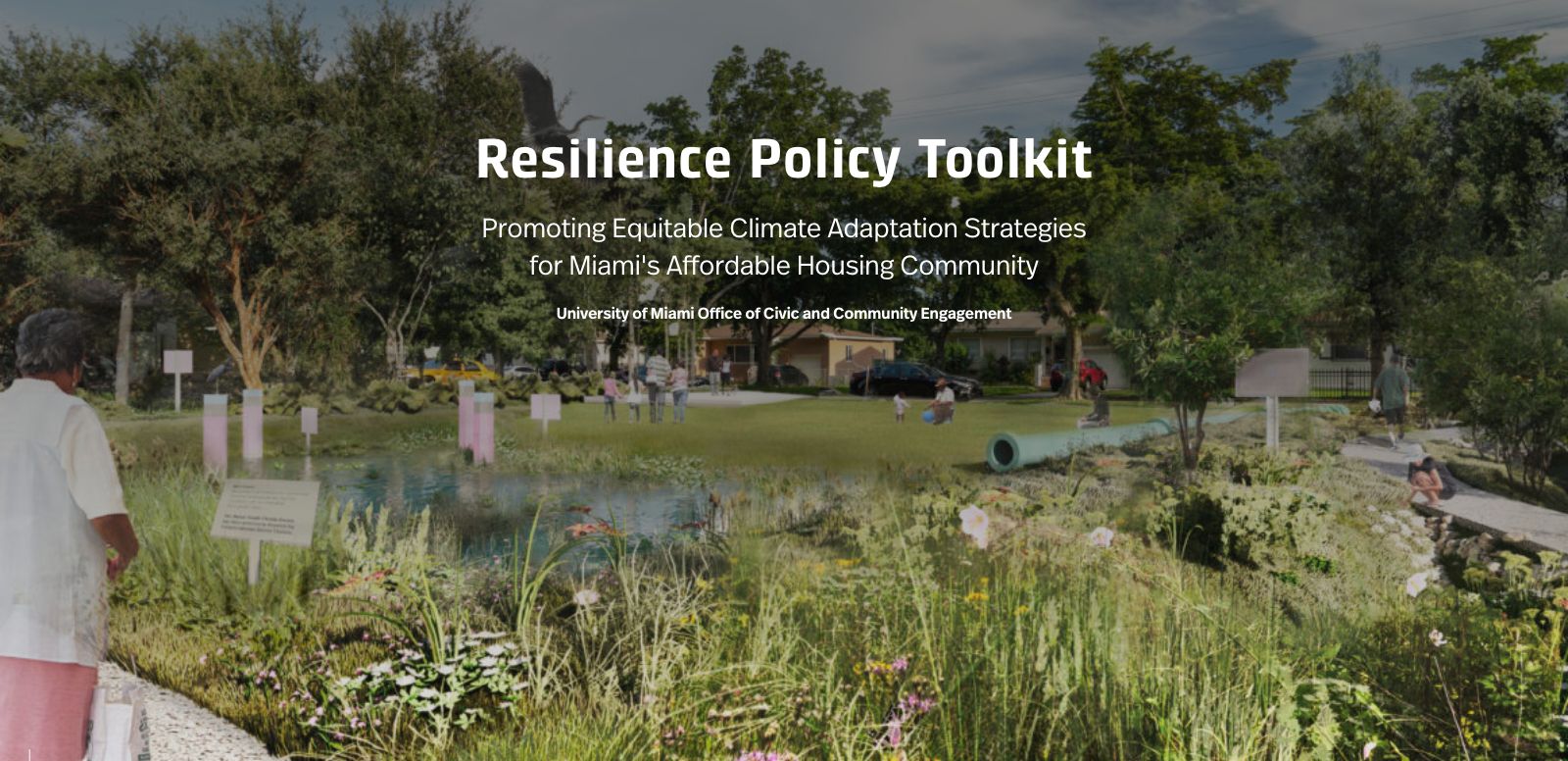 Rendering of a retention-pond park from the Resilience Policy Toolkit