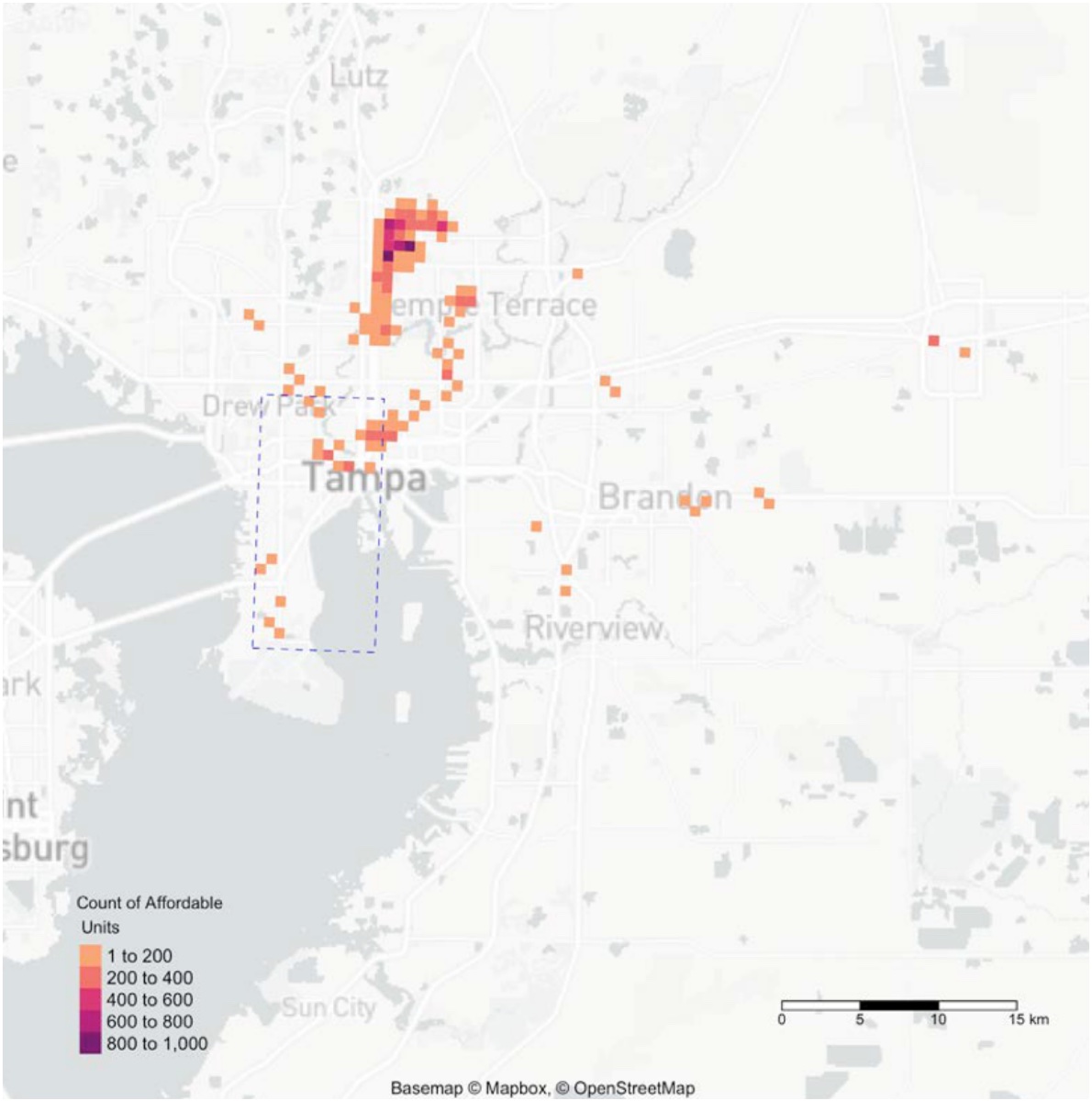 Map of affordable housing hot spots exposed to flood hazards in Hillsborough County, from the REACH report